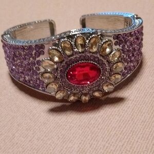 Costumes jewelry faux diamond and Ruby cuff bracelet